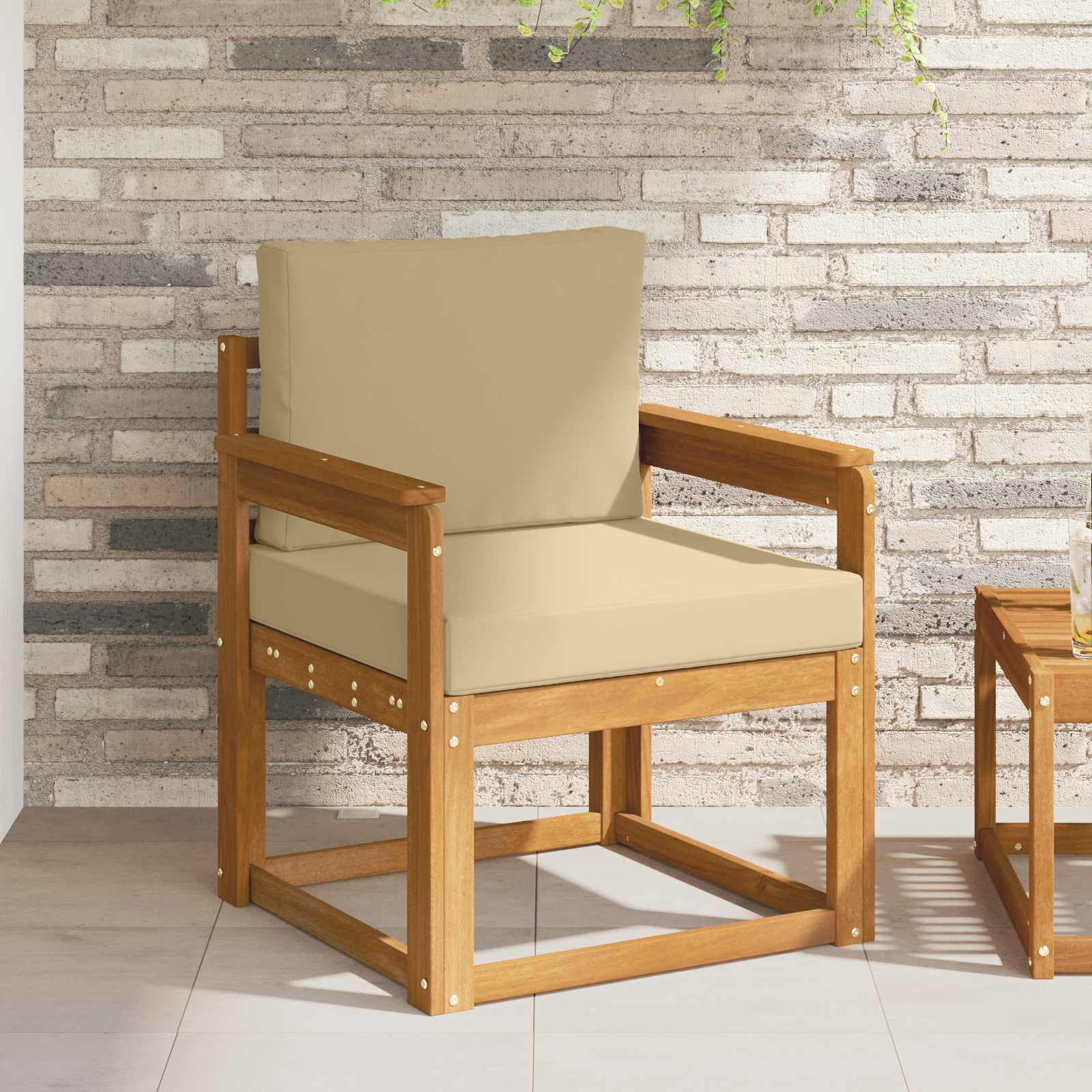 vidaXL Outdoor-Sofa Massives Akazienholz und Polyester Natur