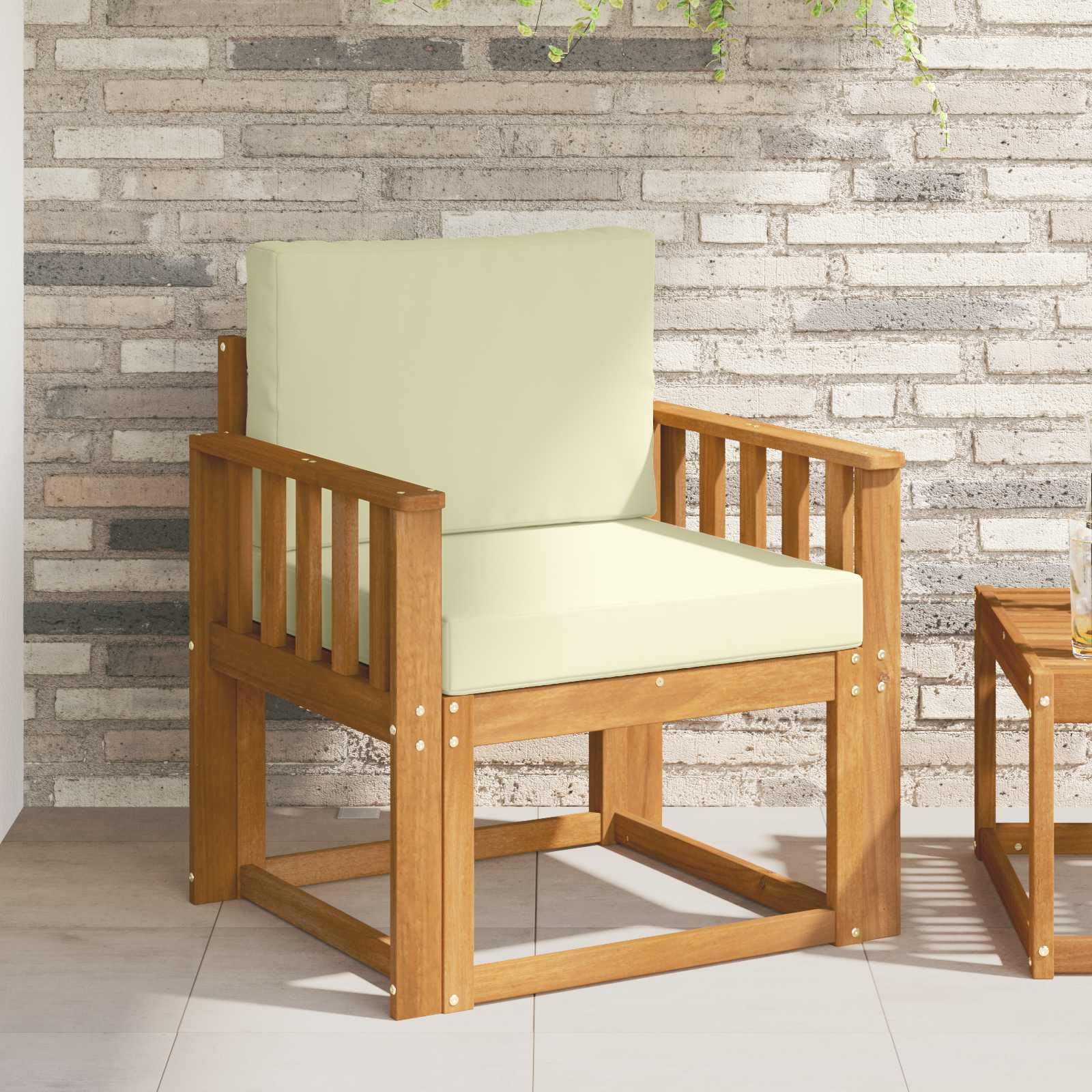 vidaXL Outdoor-Sofa Massives Akazienholz und Polyester Natur