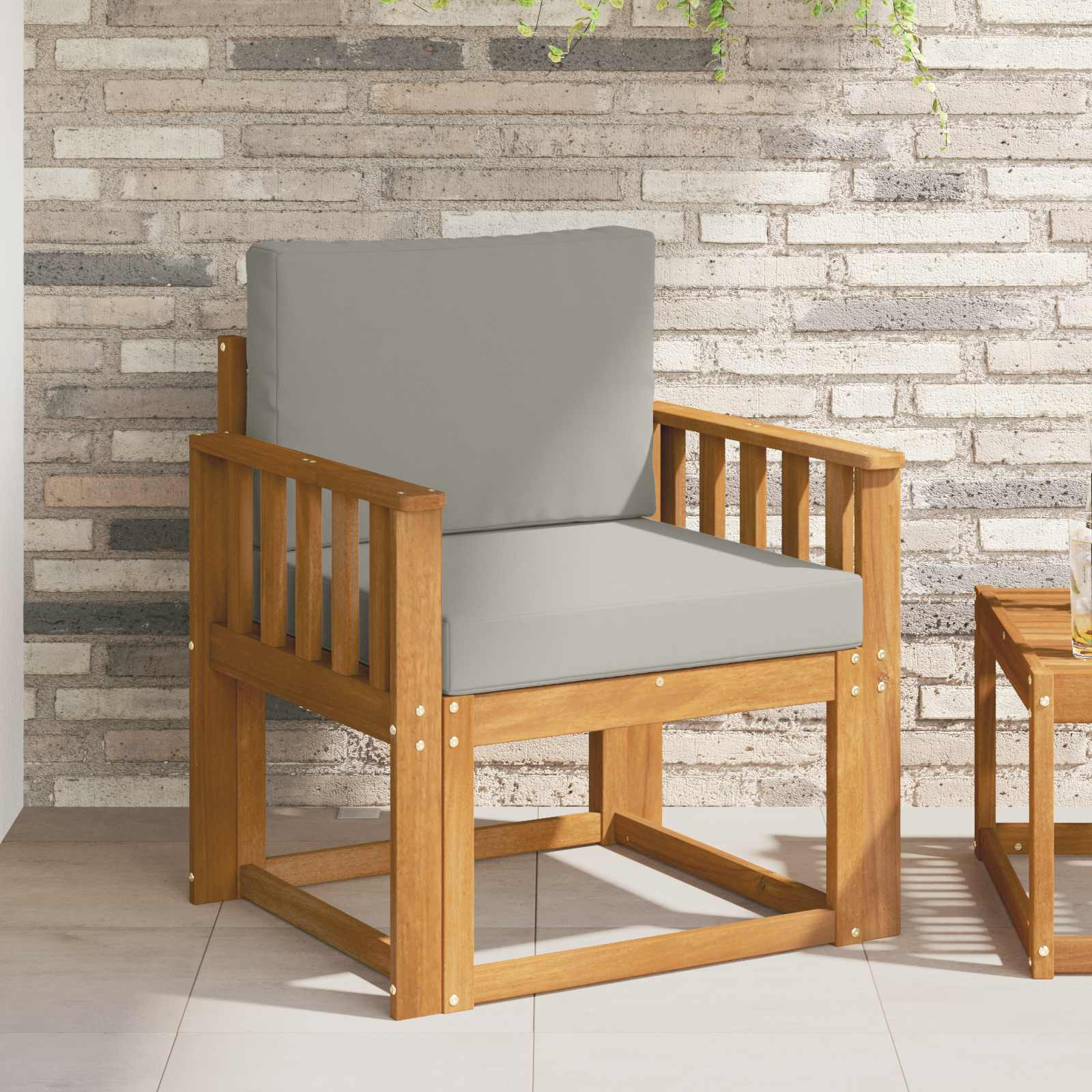 vidaXL Outdoor-Sofa Massives Akazienholz und Polyester