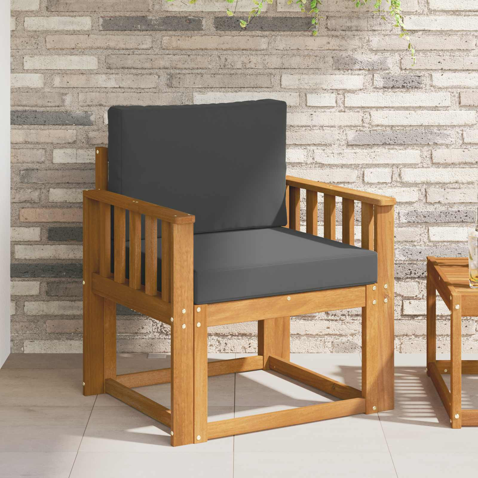 vidaXL Outdoor-Sofa Massives Akazienholz und Polyester Natur