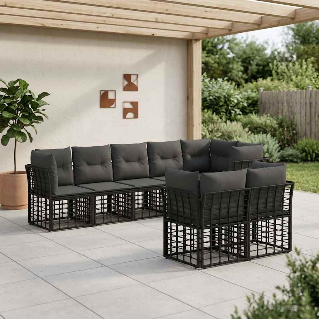 vidaXL Outdoor-Sofagarnitur Schwarz Polyester