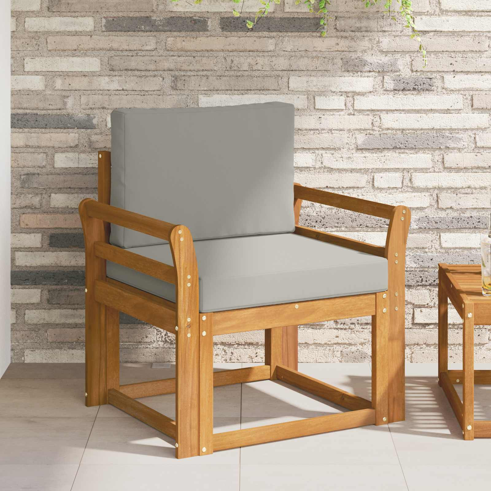 vidaXL Outdoor-Sofa Massives Akazienholz und Polyester