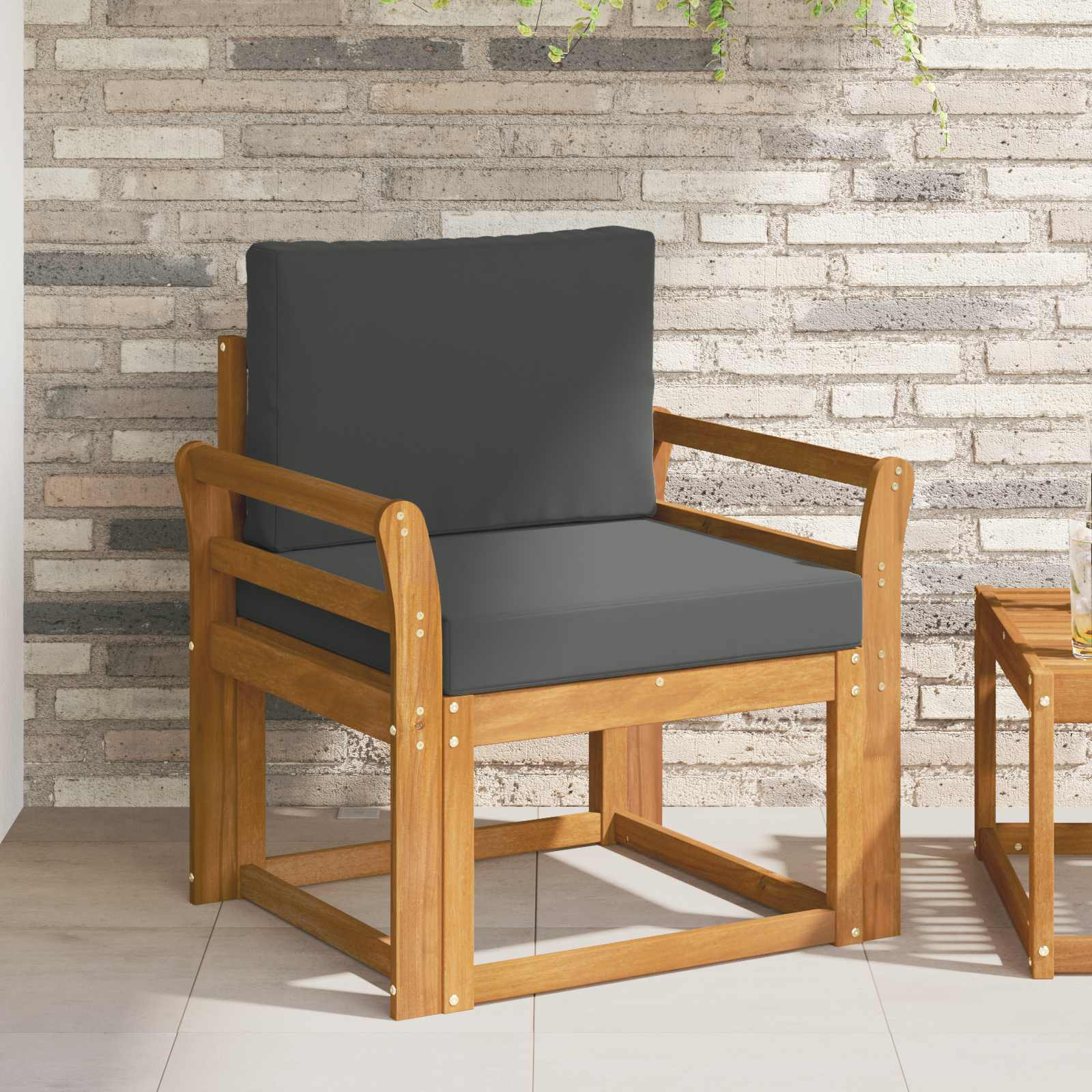 vidaXL Outdoor-Sofa Massives Akazienholz und Polyester Natur