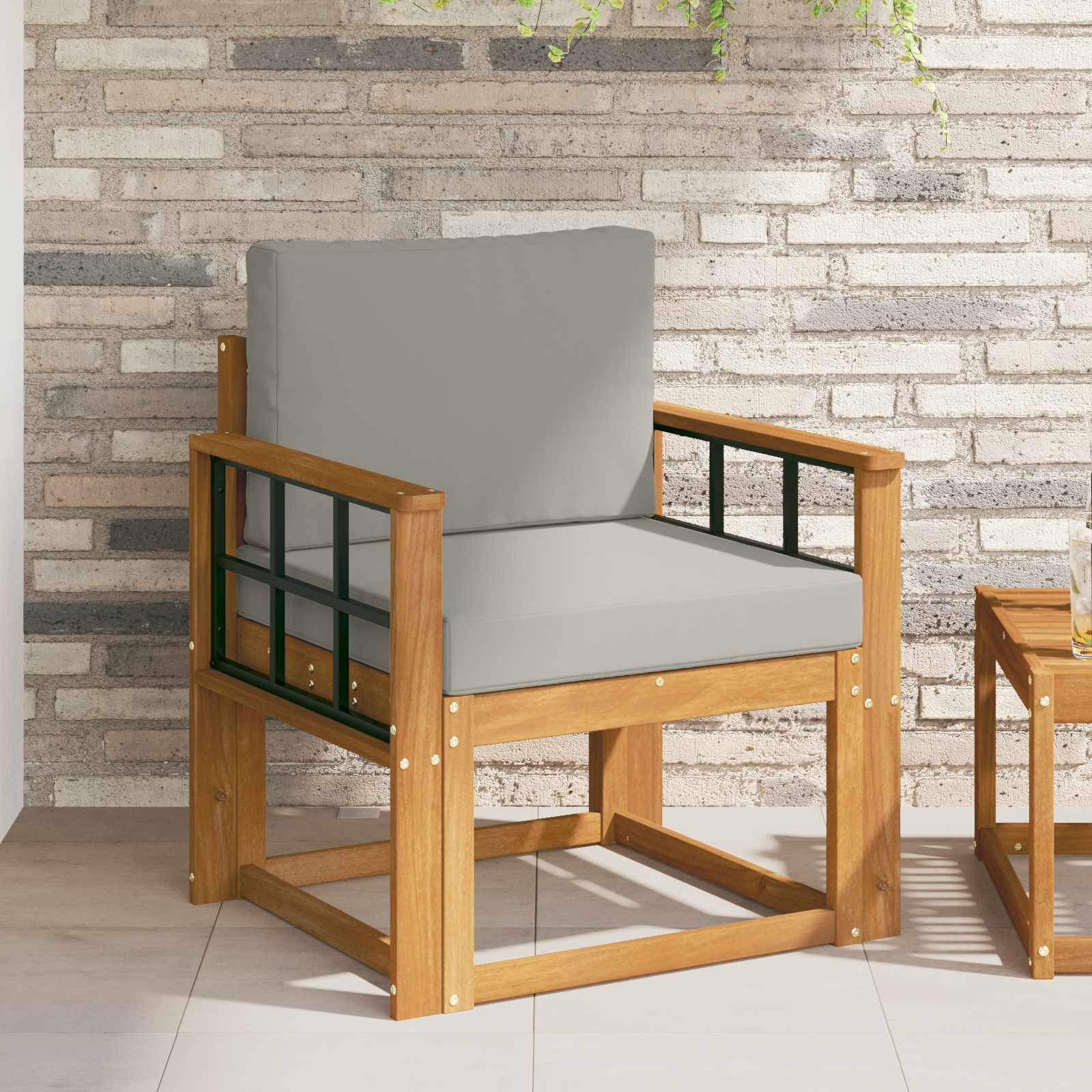 vidaXL Outdoor-Sofa Massives Akazienholz und Polyester