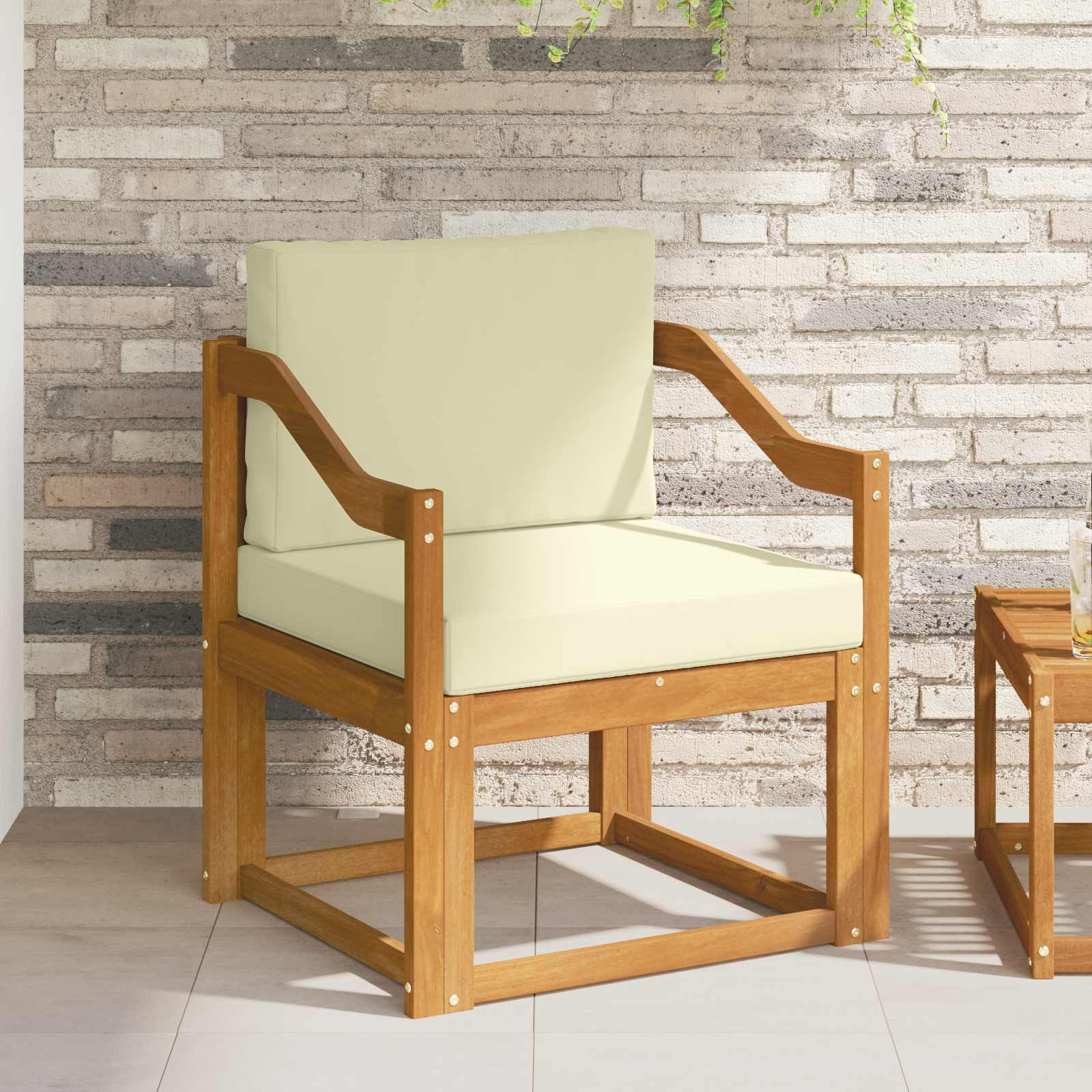 vidaXL Outdoor-Sofa Massives Akazienholz und Polyester Natur