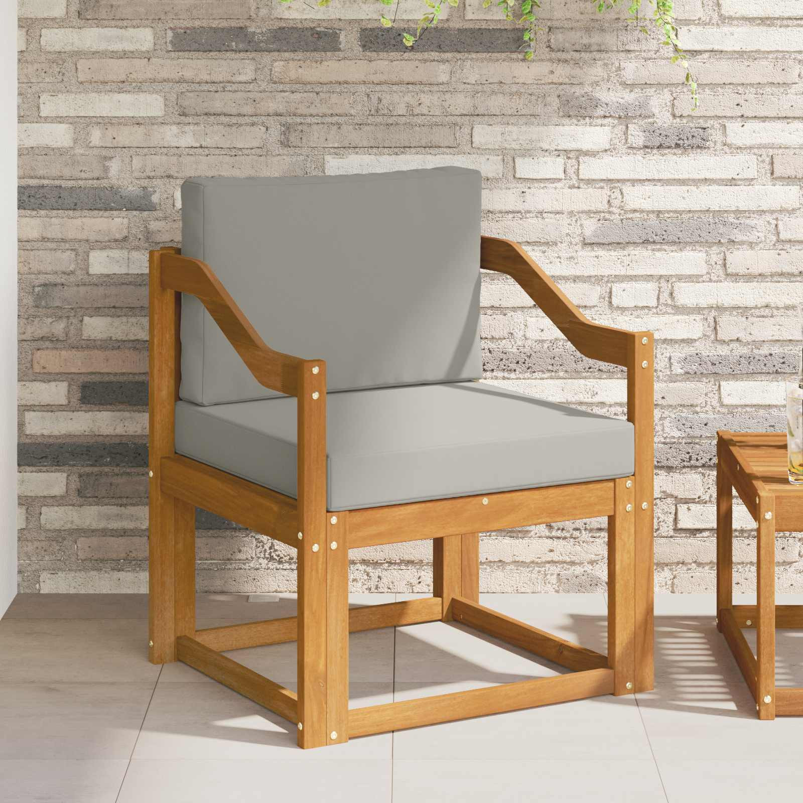 vidaXL Outdoor-Sofa Massives Akazienholz und Polyester