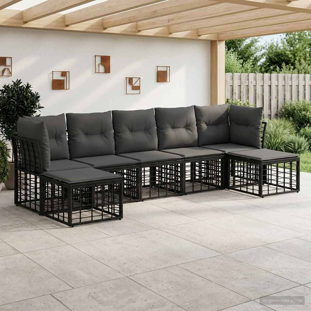 vidaXL Outdoor-Sofagarnitur Schwarz Polyester