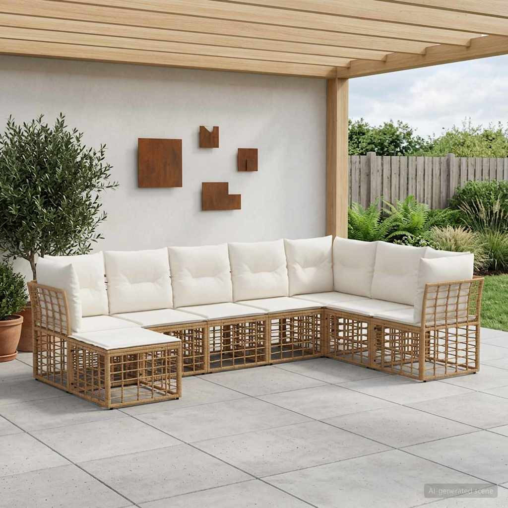 vidaXL Outdoor-Sofagarnitur Natur Polyester