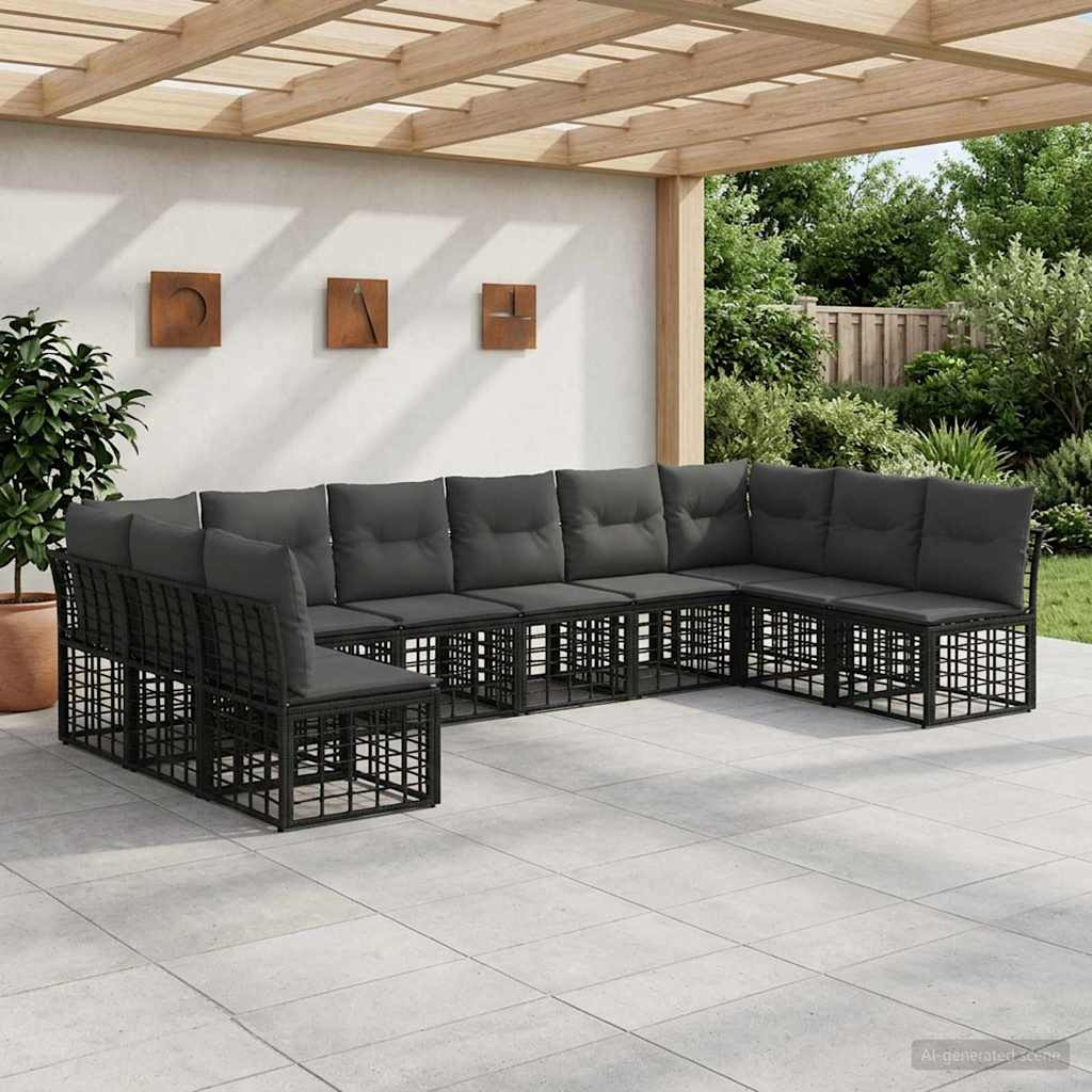 vidaXL Outdoor-Sofagarnitur Schwarz Polyester