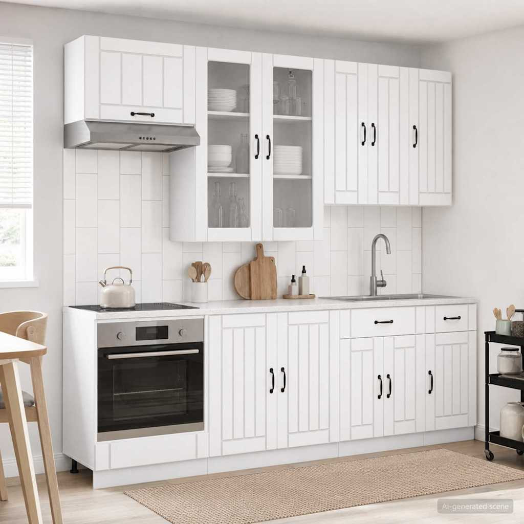 vidaXL Kücheneinheit LUCCA 8 pcs Weiß Holzwerkstoff