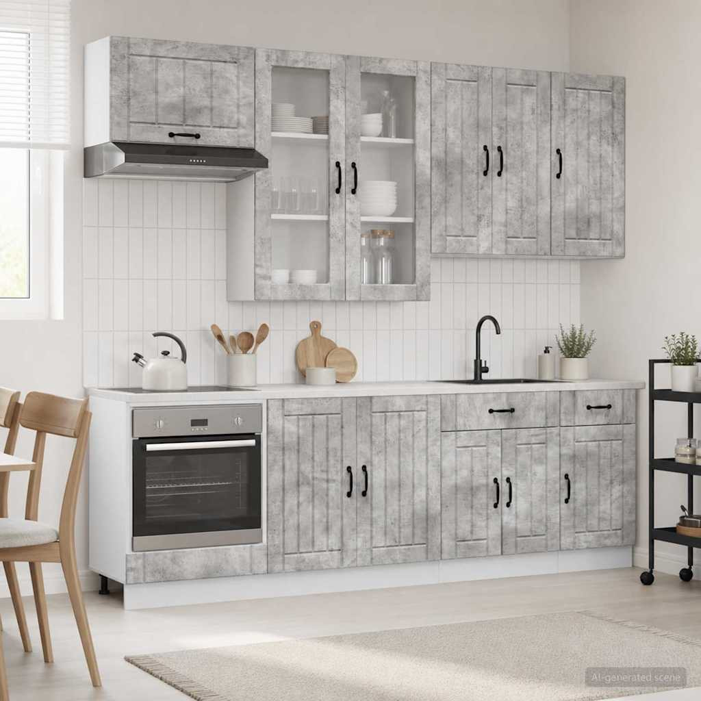vidaXL Kücheneinheit LUCCA 8 pcs Betongrau Holzwerkstoff