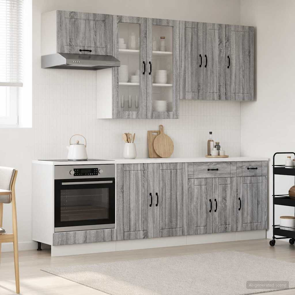 vidaXL Kücheneinheit LUCCA 8 pcs Grau Sonoma Holzwerkstoff