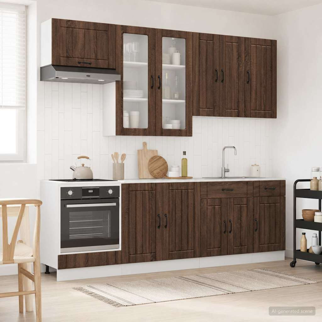 vidaXL Kücheneinheit LUCCA 8 pcs Brauneiche Holzwerkstoff
