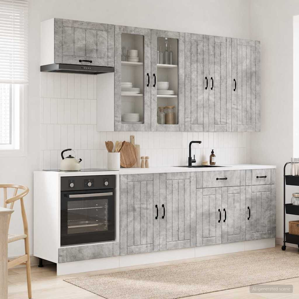 vidaXL Kücheneinheit LUCCA 8 pcs Betongrau Holzwerkstoff