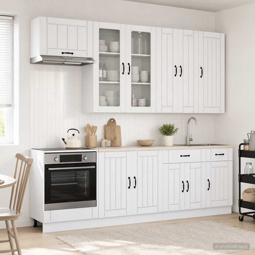 vidaXL Kücheneinheit LUCCA 8 pcs Hochglanz Weiß Holzwerkstoff