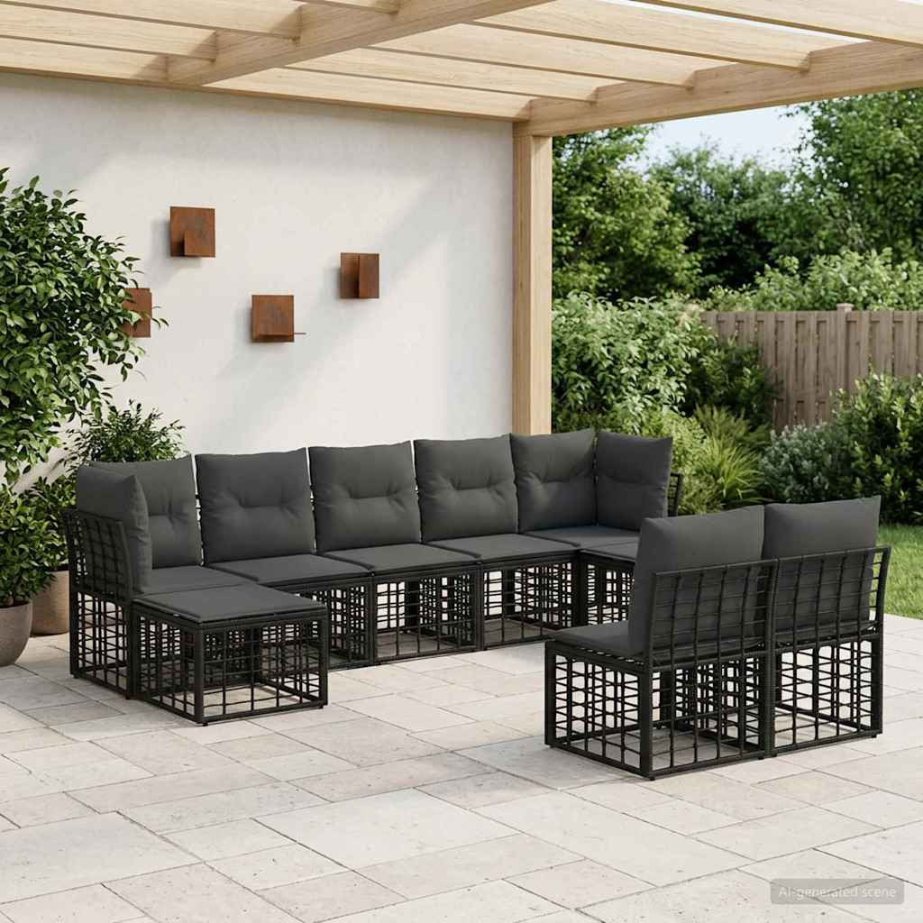 vidaXL Outdoor-Sofagarnitur Schwarz und Dunkelgrau Polyester