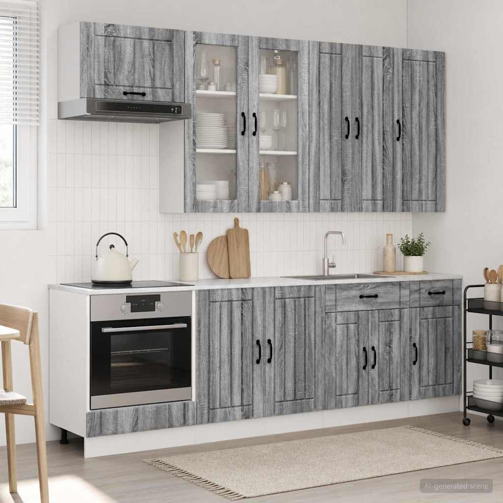 vidaXL Kücheneinheit LUCCA 8 pcs Grau Sonoma Holzwerkstoff