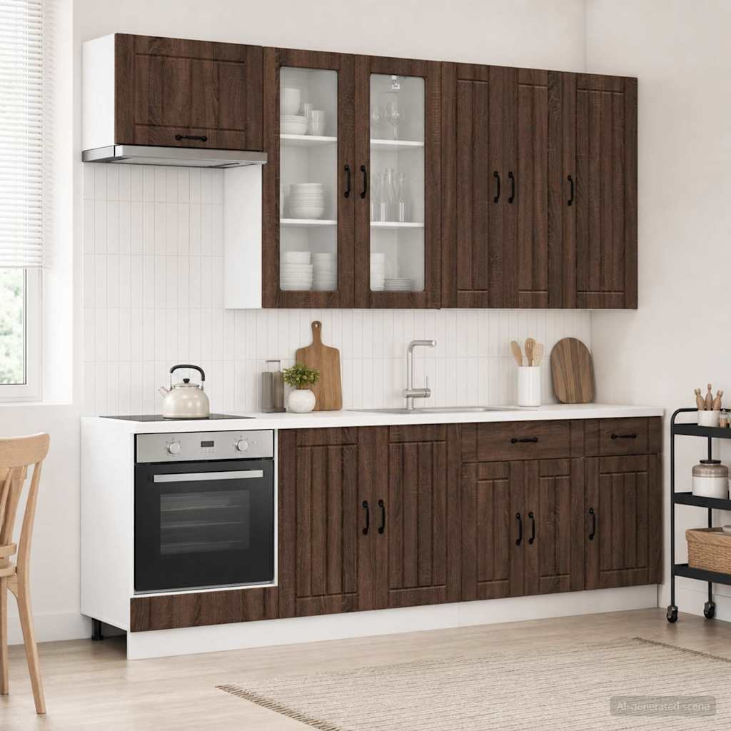 vidaXL Kücheneinheit LUCCA 8 pcs Brauneiche Holzwerkstoff