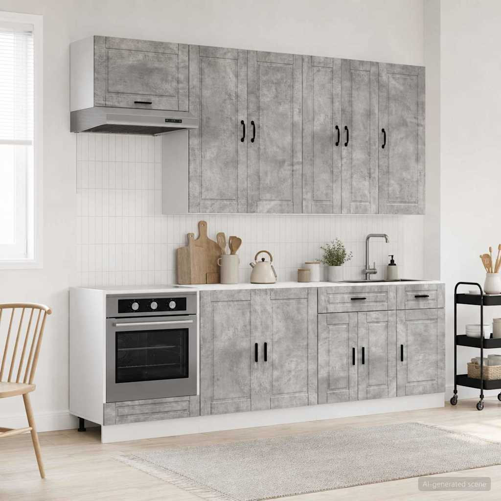 vidaXL Kücheneinheit PORTO 8 pcs Betongrau Holzwerkstoff