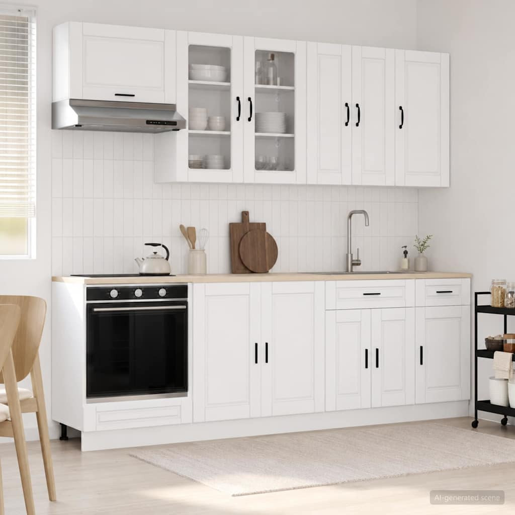 vidaXL Kücheneinheit PORTO 8 pcs Weiß Holzwerkstoff