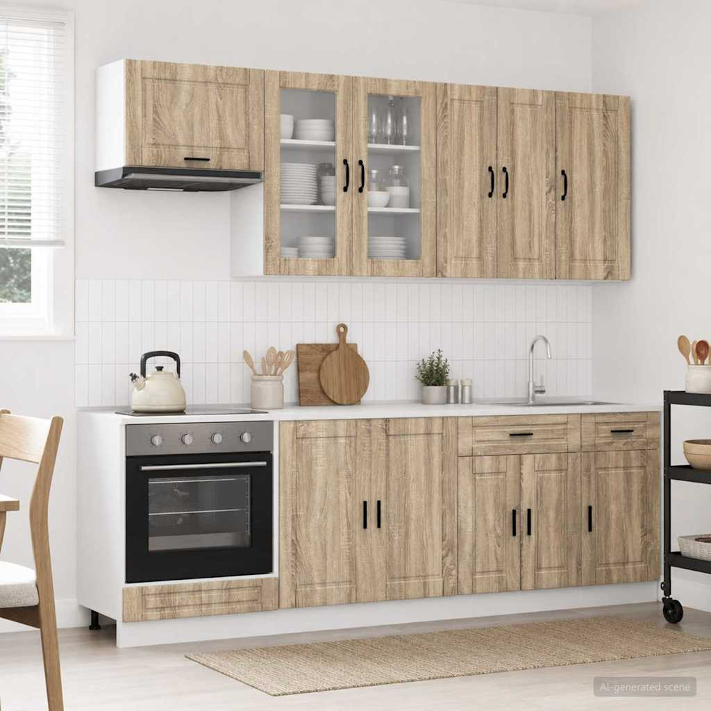 vidaXL Kücheneinheit PORTO 8 pcs Sonoma-Eiche Holzwerkstoff