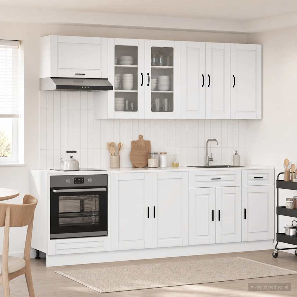 vidaXL Kücheneinheit PORTO 8 pcs Hochglanz Weiß Holzwerkstoff