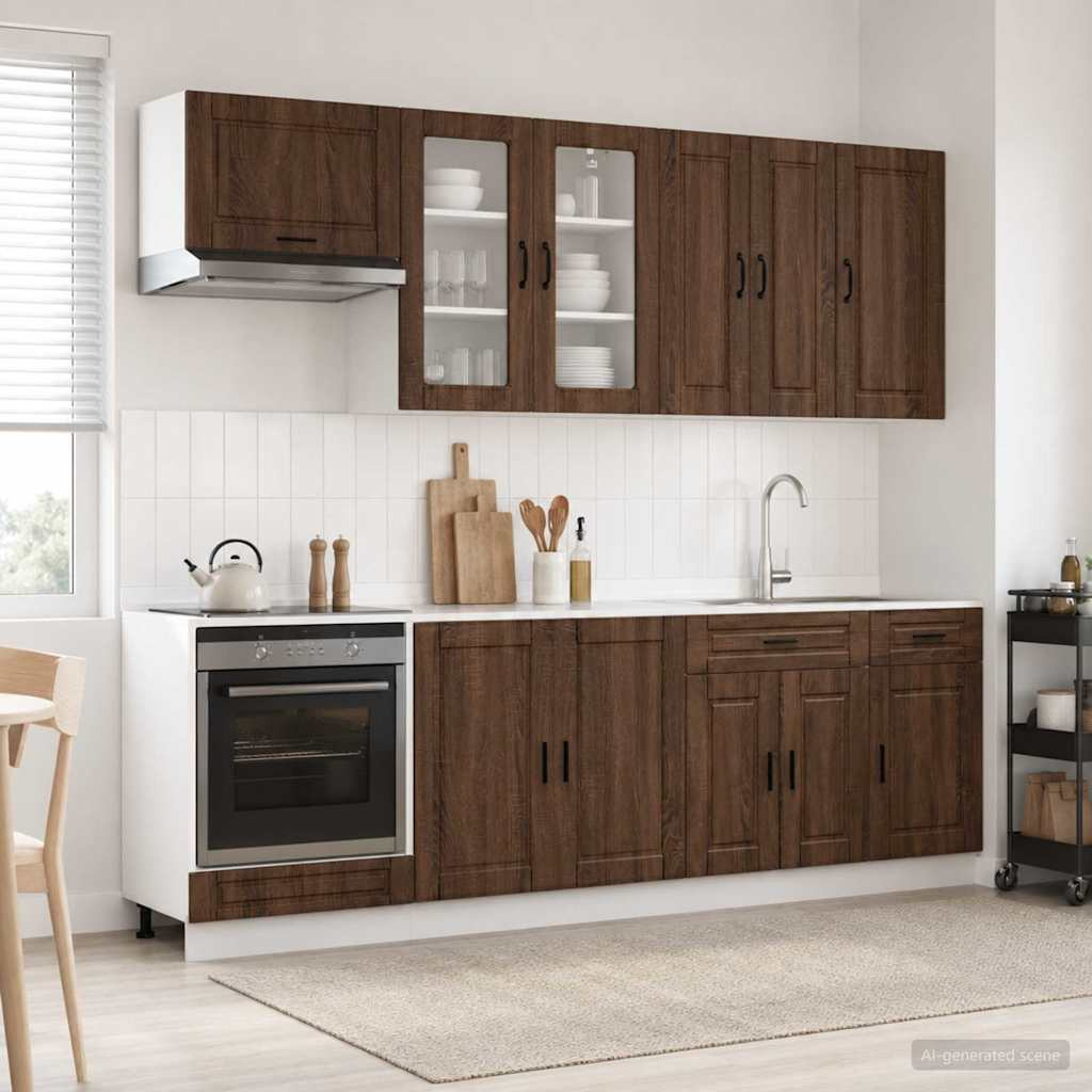 vidaXL Kücheneinheit PORTO 8 pcs Brauneiche Holzwerkstoff