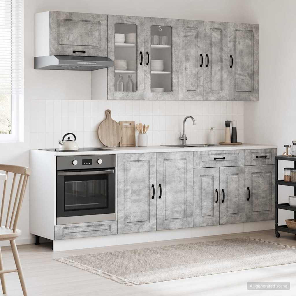 vidaXL Kücheneinheit KALMAR 8 pcs Betongrau Holzwerkstoff