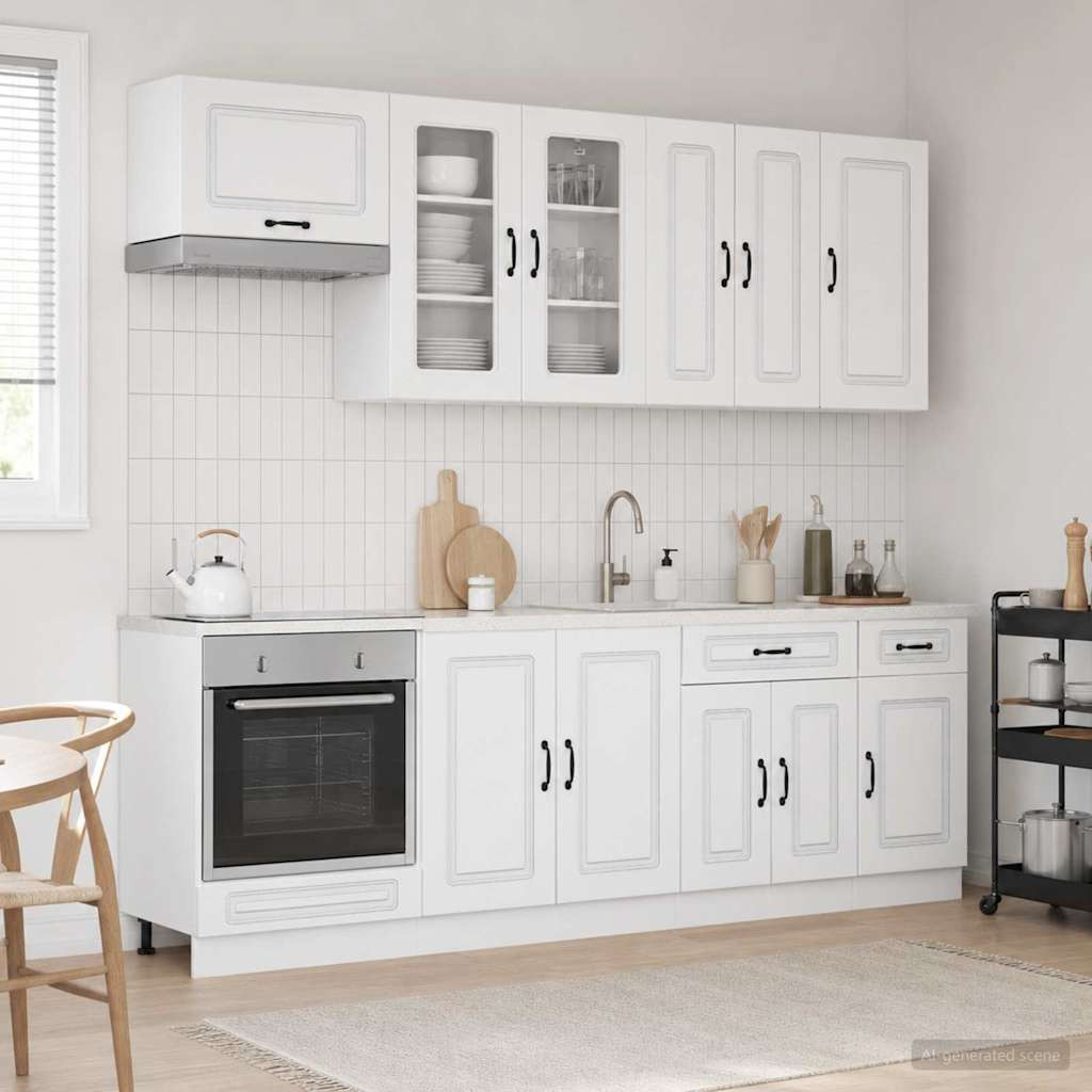 vidaXL Kücheneinheit KALMAR 8 pcs Hochglanz Weiß Holzwerkstoff