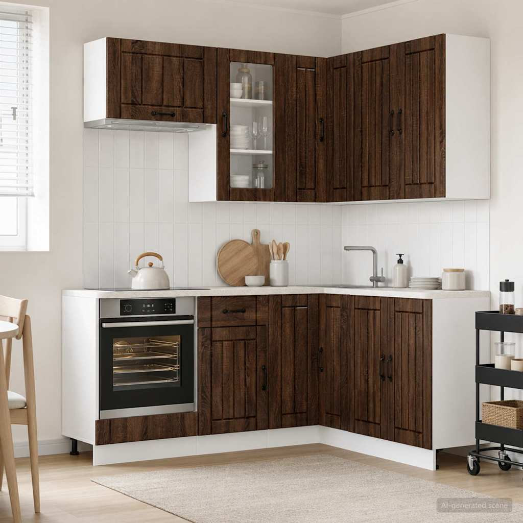 vidaXL Kücheneinheit LUCCA 8 pcs Brauneiche Holzwerkstoff