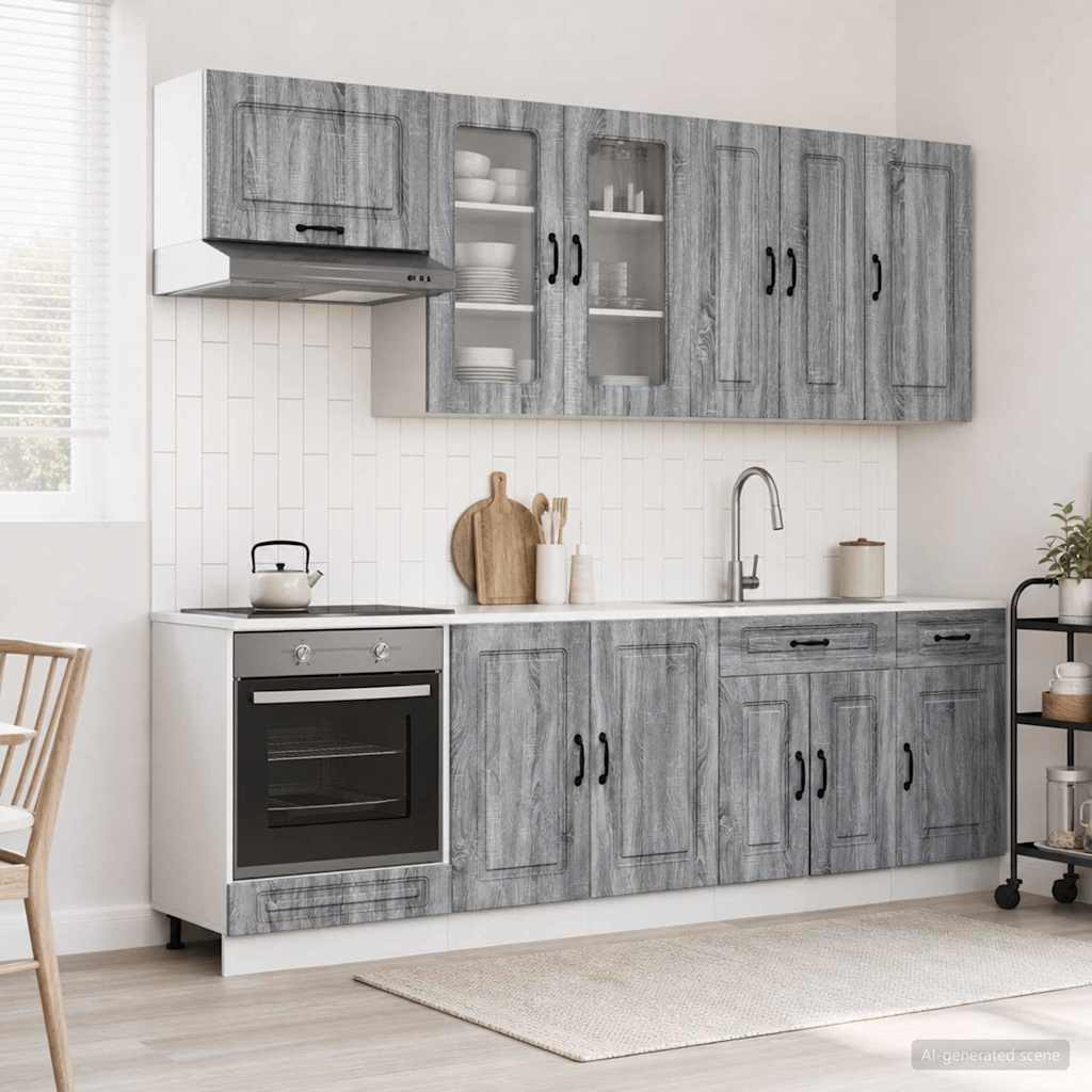 vidaXL Kücheneinheit KALMAR 8 pcs Grau Sonoma Holzwerkstoff