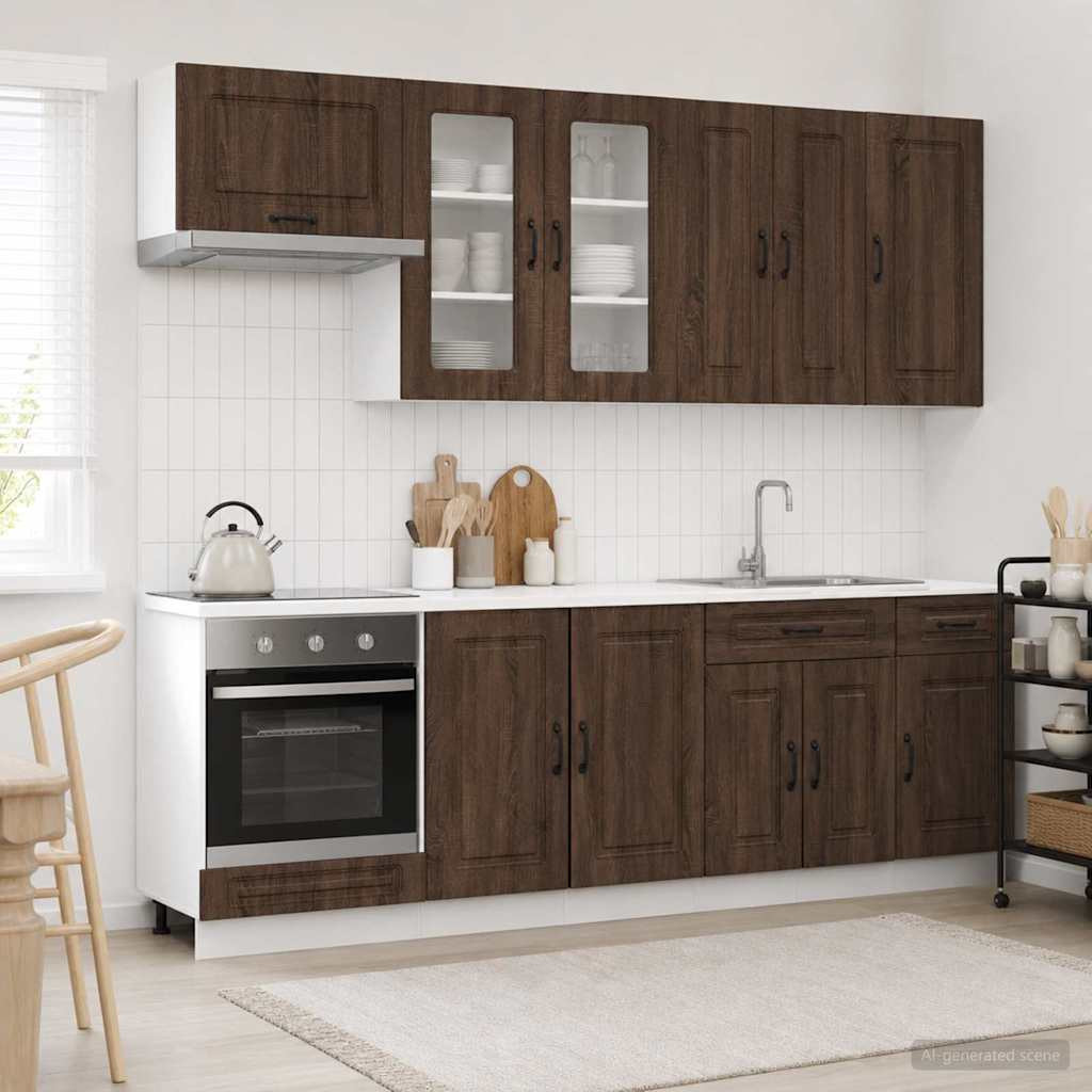 vidaXL Kücheneinheit KALMAR 8 pcs Brauneiche Holzwerkstoff