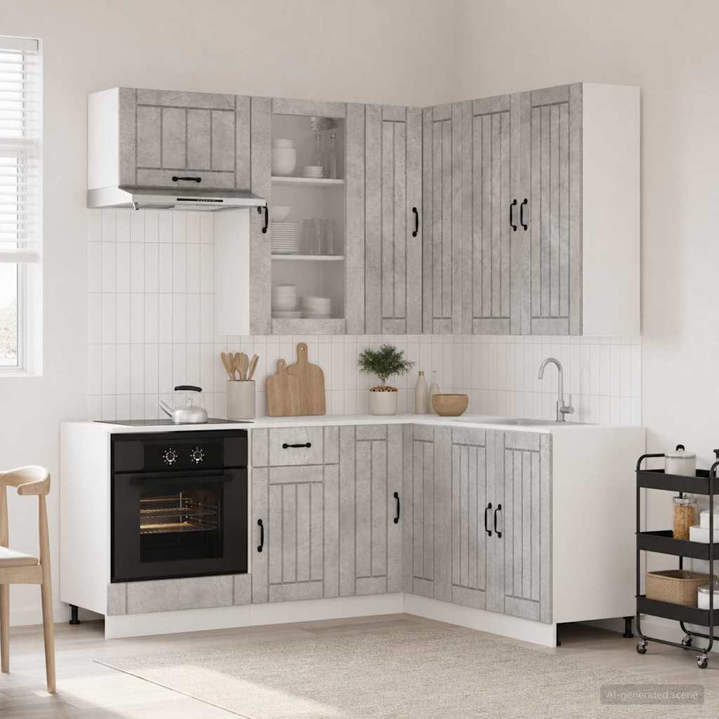 vidaXL Kücheneinheit LUCCA 8 pcs Betongrau Holzwerkstoff