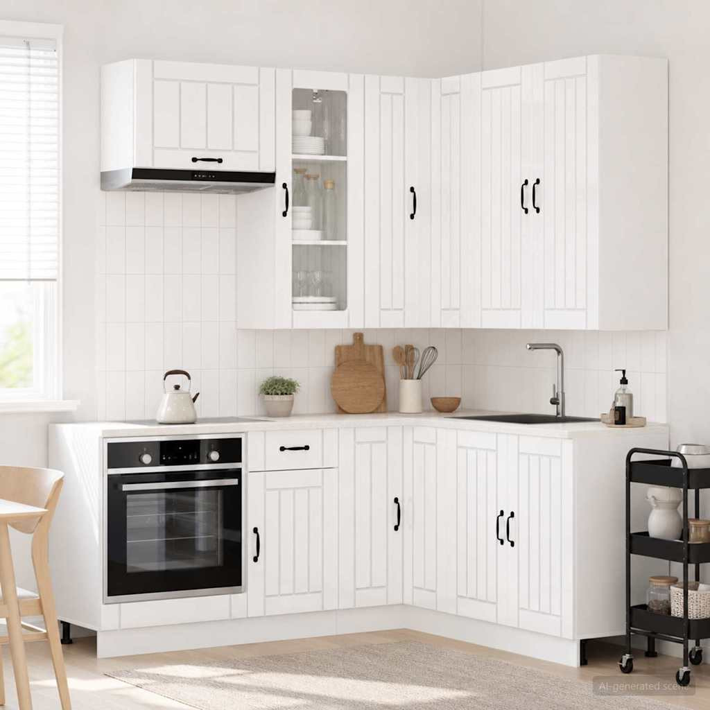 vidaXL Kücheneinheit LUCCA 8 pcs Hochglanz Weiß Holzwerkstoff