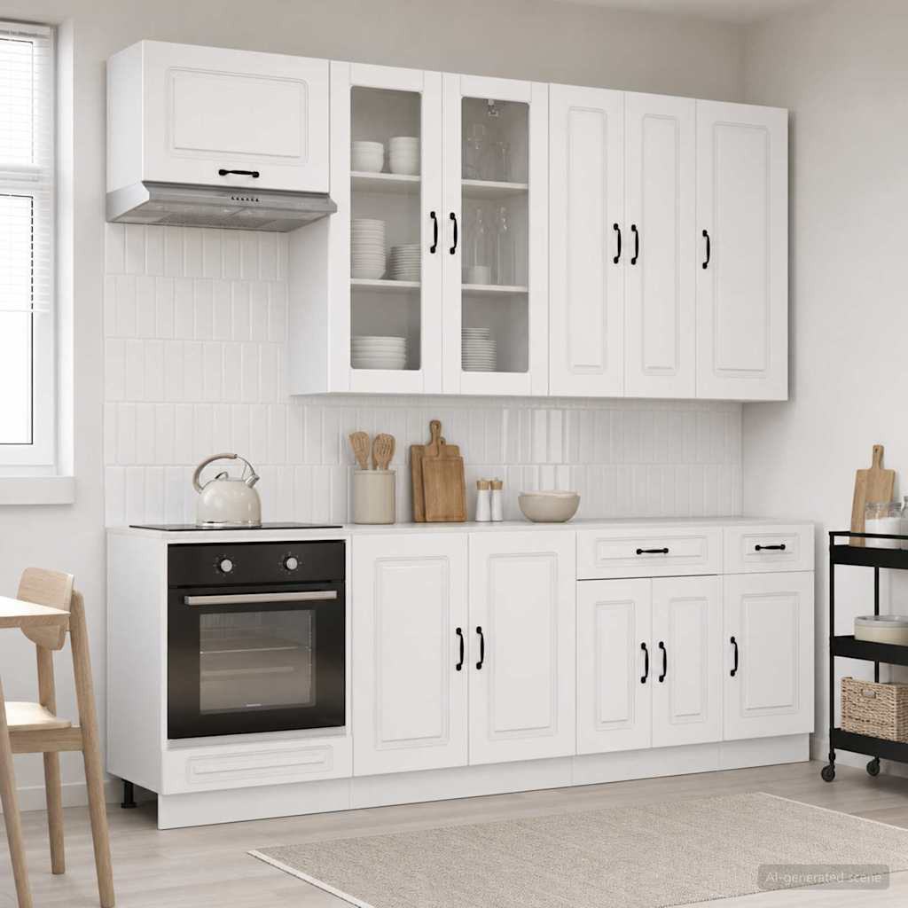 vidaXL Kücheneinheit KALMAR 8 pcs Hochglanz Weiß Holzwerkstoff