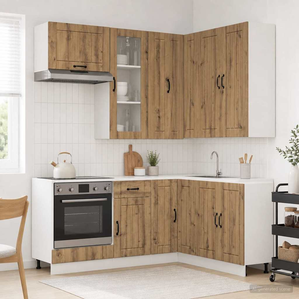 vidaXL Kücheneinheit LUCCA 8 pcs Artisan-Eiche Holzwerkstoff