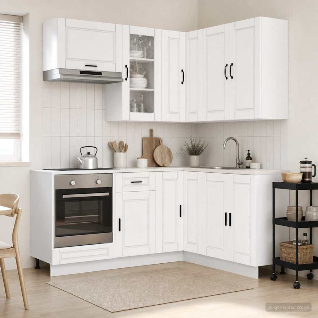 vidaXL Kücheneinheit PORTO 8 pcs Weiß Holzwerkstoff