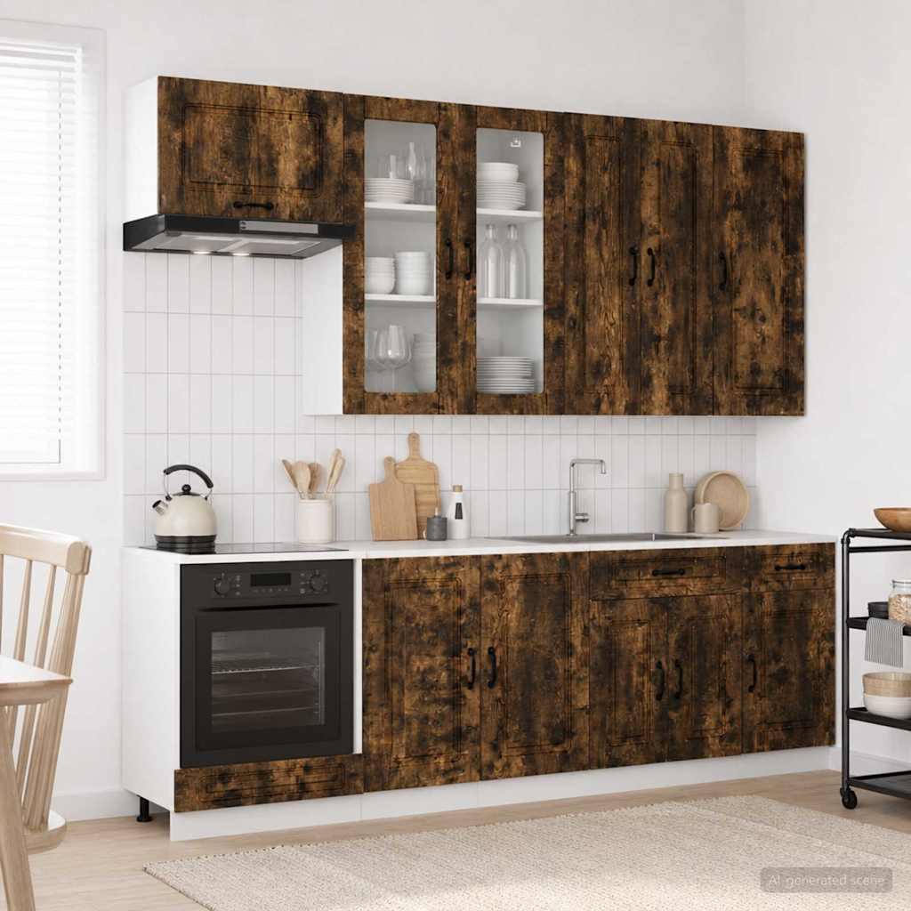 vidaXL Kücheneinheit KALMAR 8 pcs Geräucherte Eiche Holzwerkstoff