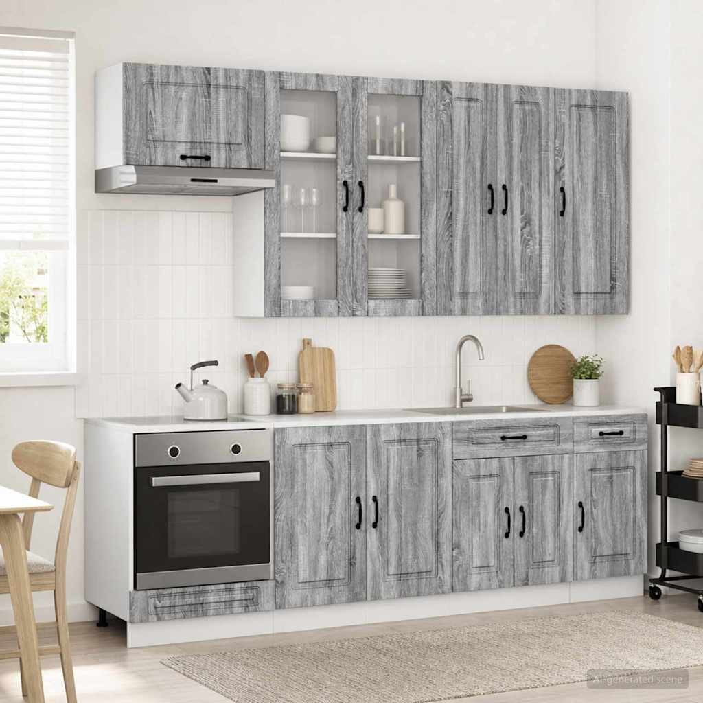 vidaXL Kücheneinheit KALMAR 8 pcs Grau Sonoma Holzwerkstoff