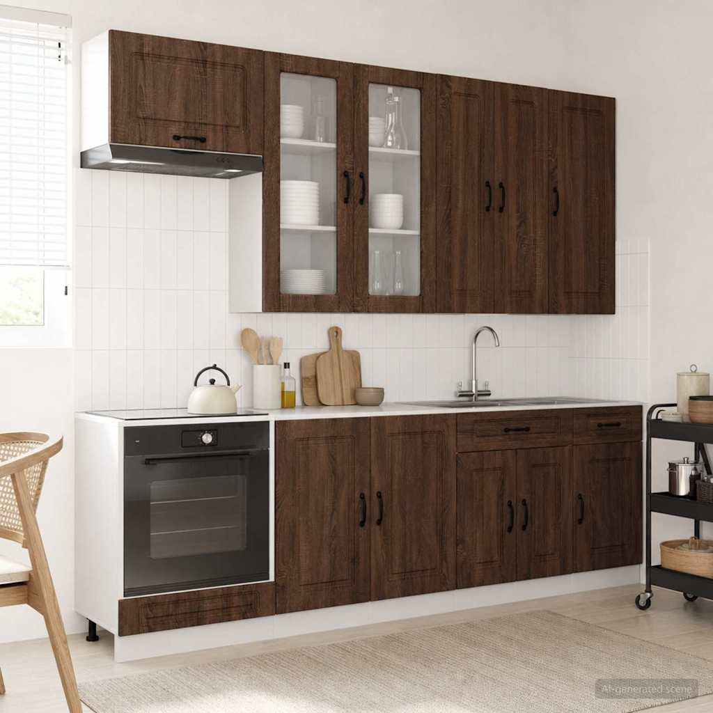 vidaXL Kücheneinheit KALMAR 8 pcs Brauneiche Holzwerkstoff