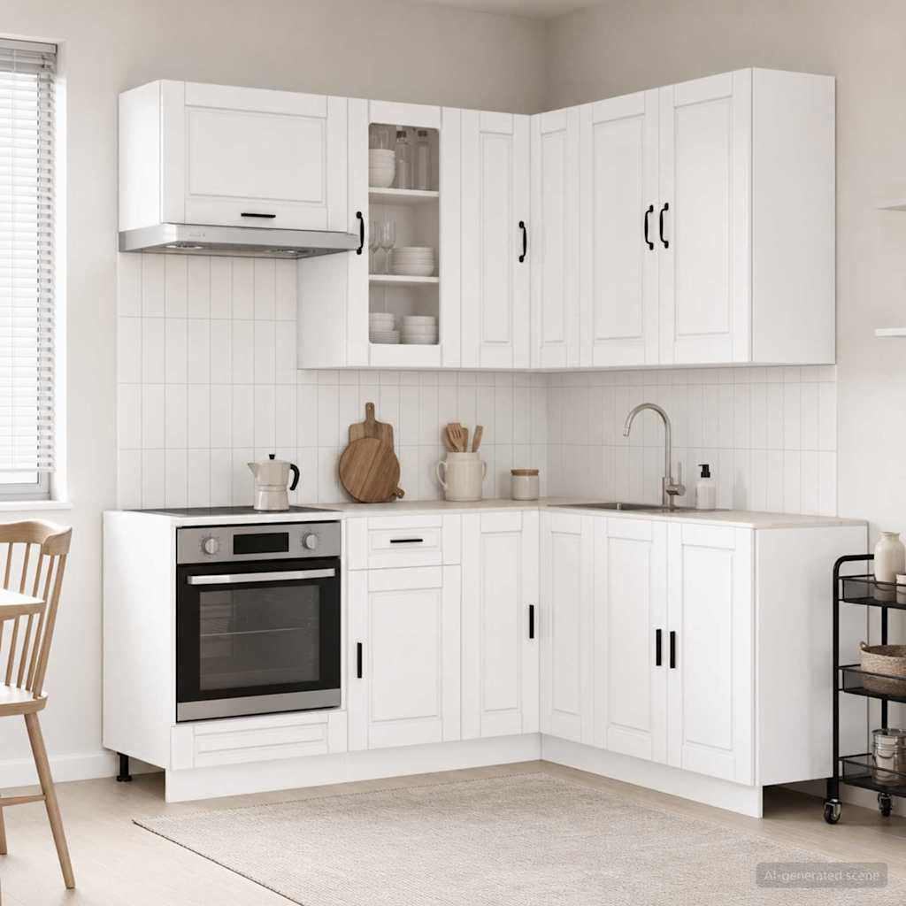 vidaXL Kücheneinheit PORTO 8 pcs Hochglanz Weiß Holzwerkstoff