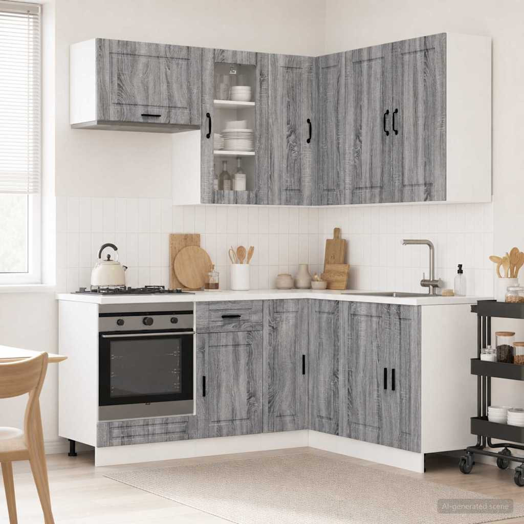 vidaXL Kücheneinheit PORTO 8 pcs Grau Sonoma Holzwerkstoff