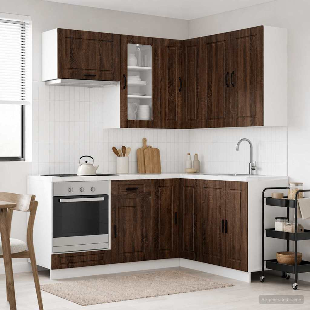 vidaXL Kücheneinheit PORTO 8 pcs Brauneiche Holzwerkstoff