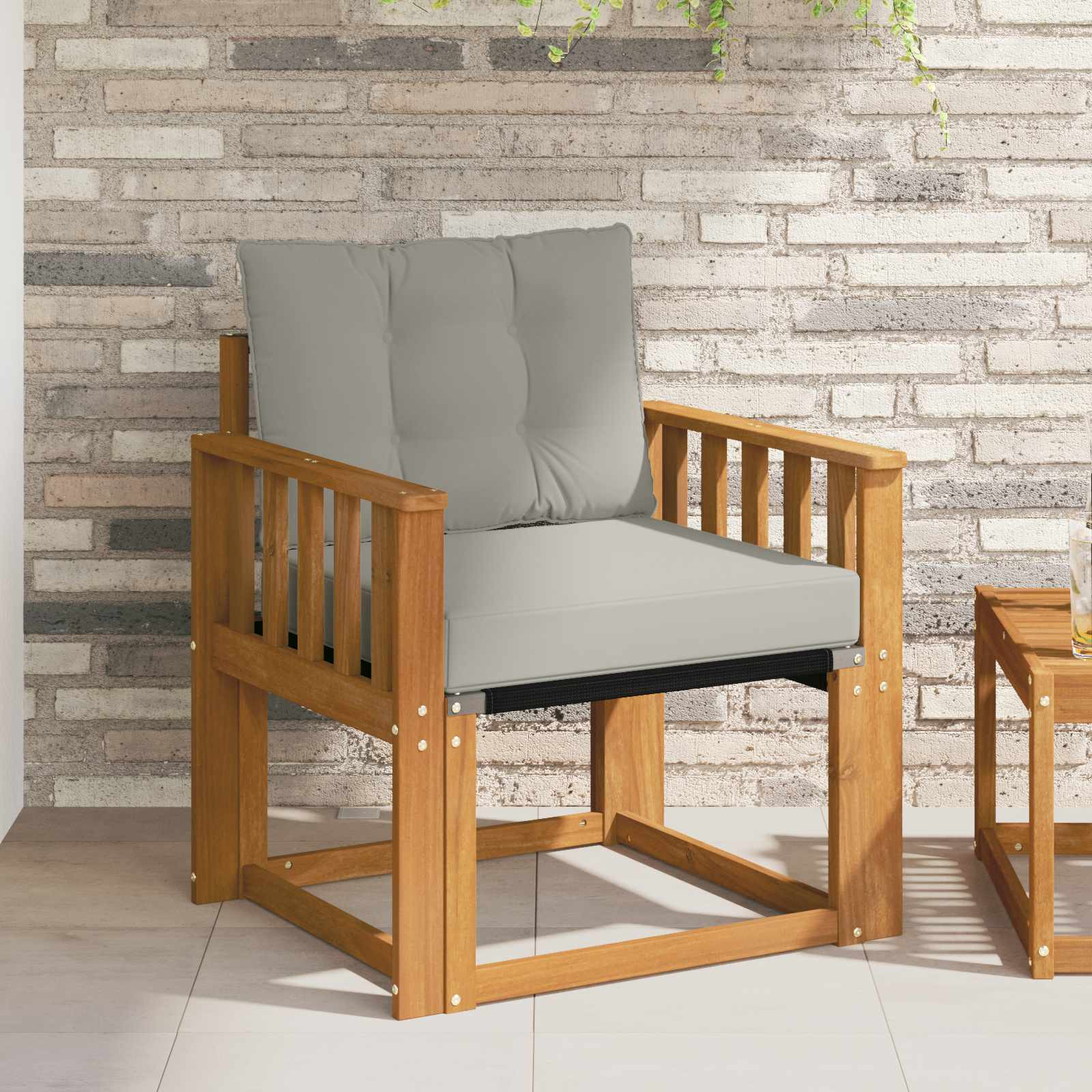 vidaXL Outdoor-Sofa Massivholz Akazie Natürlich und Hellgrau