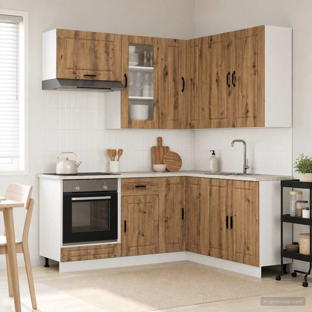vidaXL Kücheneinheit PORTO 8 pcs Artisan-Eiche Holzwerkstoff