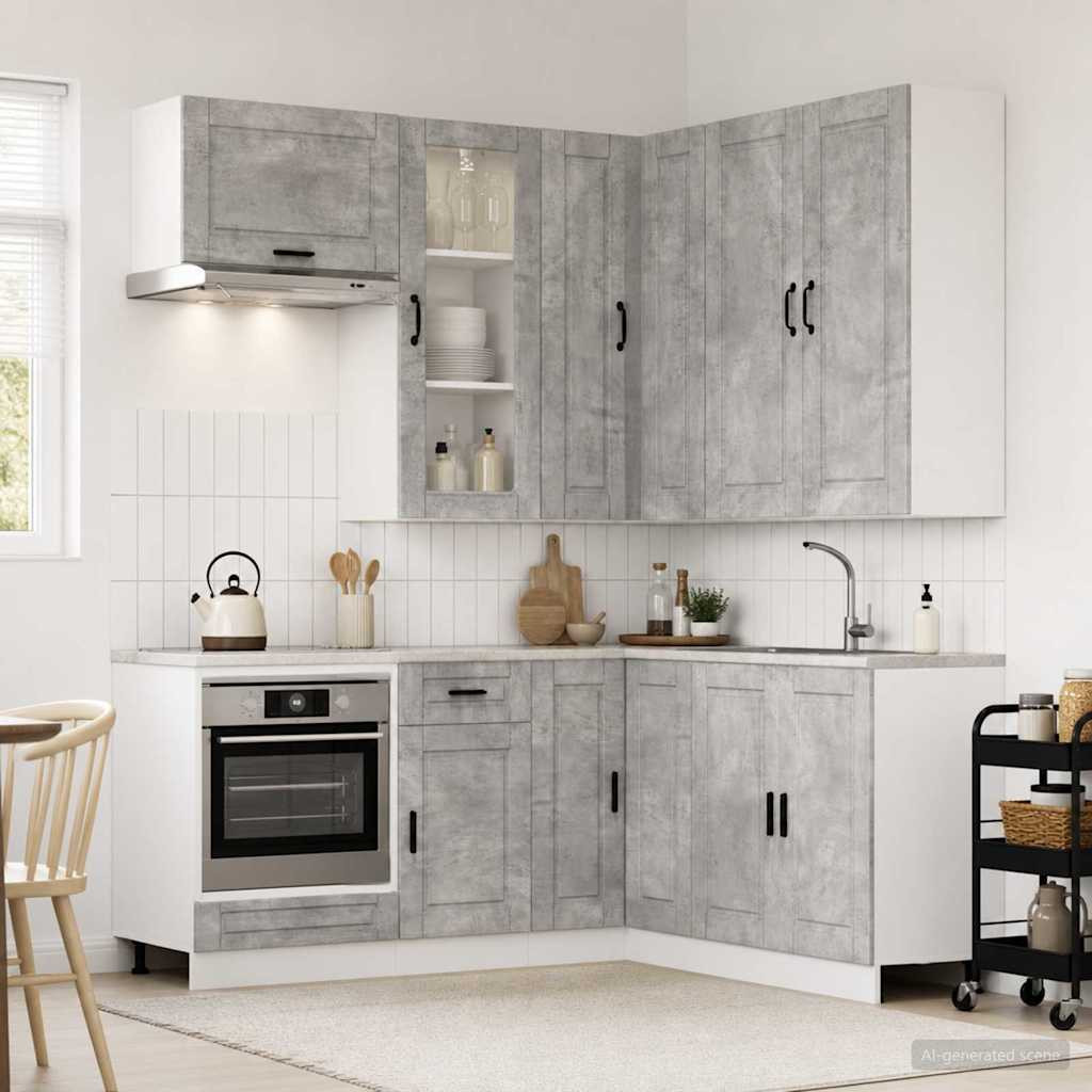 vidaXL Kücheneinheit PORTO 8 pcs Betongrau Holzwerkstoff