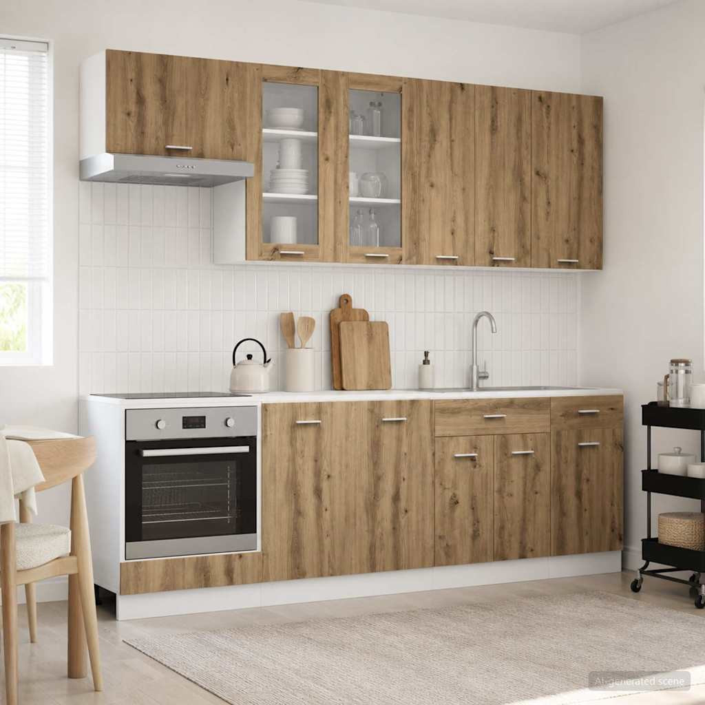 vidaXL Kücheneinheit LYON 8 pcs Artisan-Eiche Holzwerkstoff