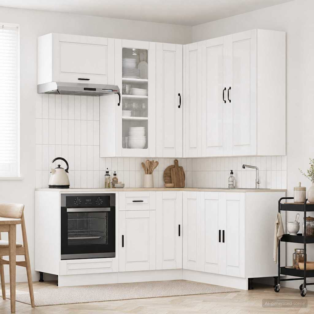 vidaXL Kücheneinheit PORTO 8 pcs Hochglanz Weiß Holzwerkstoff