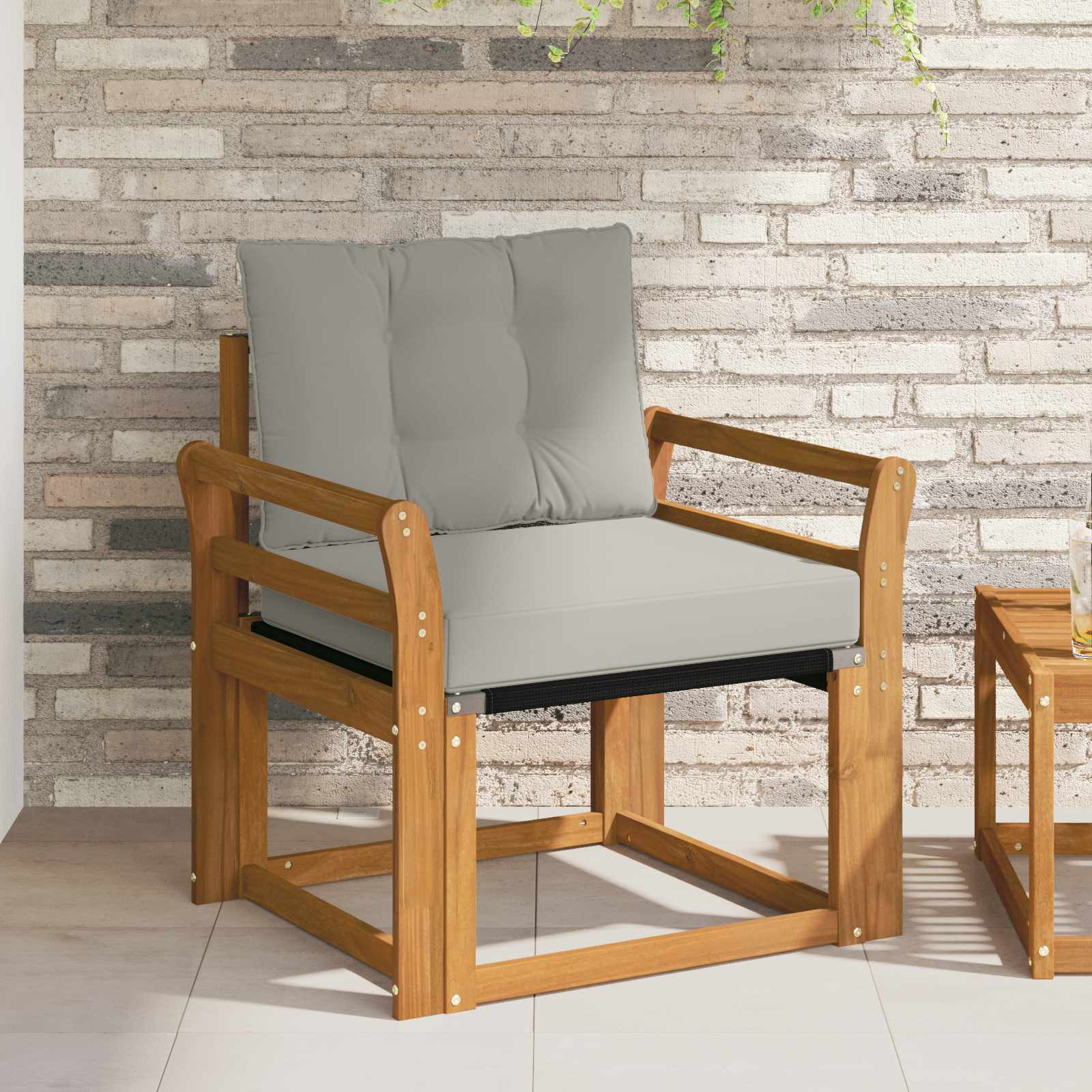 vidaXL Outdoor-Sofa Massivholz Akazie Natürlich und Hellgrau