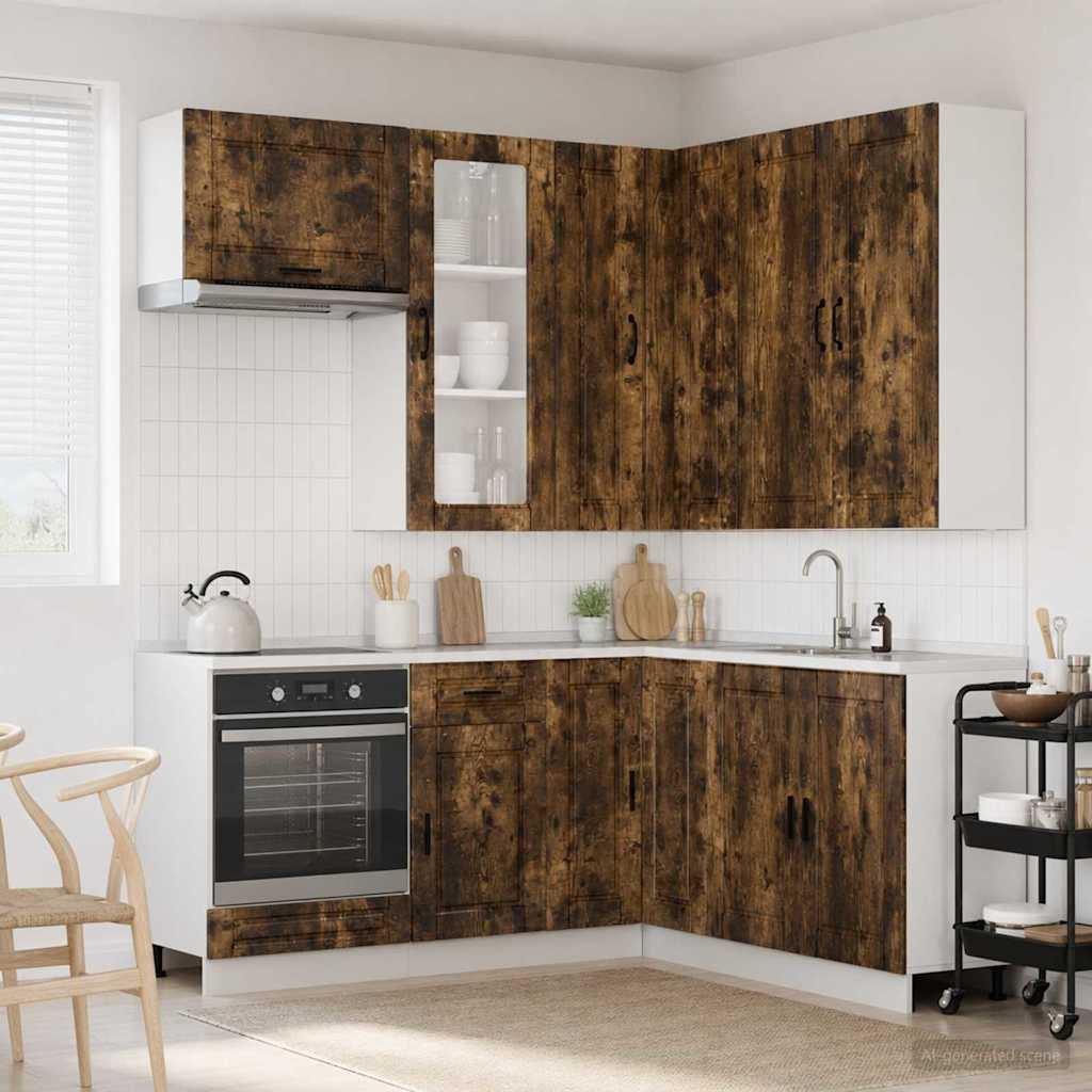vidaXL Kücheneinheit PORTO 8 pcs Geräucherte Eiche Holzwerkstoff